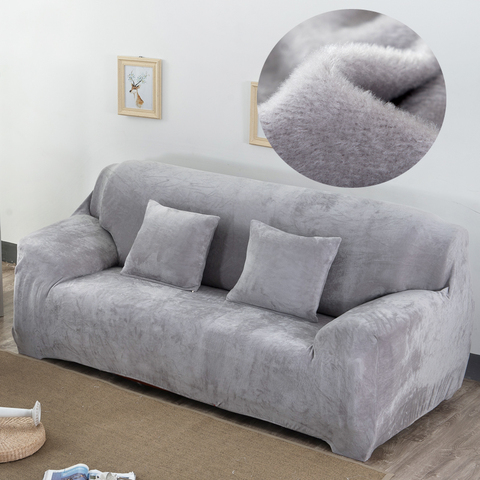 plush fabric sofa cover velvet cloth thick slipcovers keep warm sofa covers funiture protector polyester dust-proof solid gray ► Photo 1/6