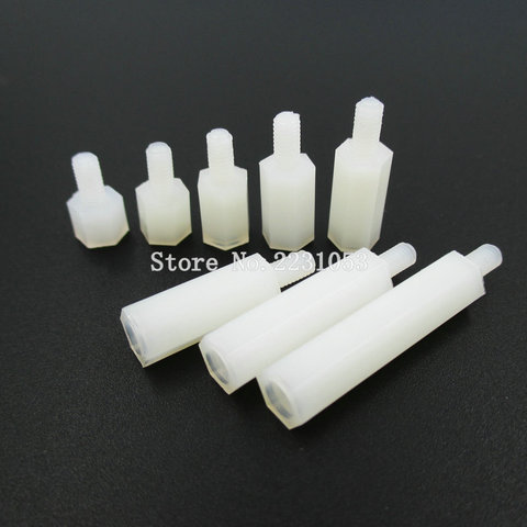 50PCS/LOT White Plastic Nylon M3 Hex Column Standoff Spacer Screw Stand-off M3 Hex Screw Male M3*5/6/8/10/12/15/20/25mm+6 ► Photo 1/5