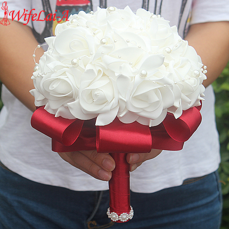 Wedding Bouquet Bridal Bridesmaid Artificial Foam Fake Rose Silk Flower 