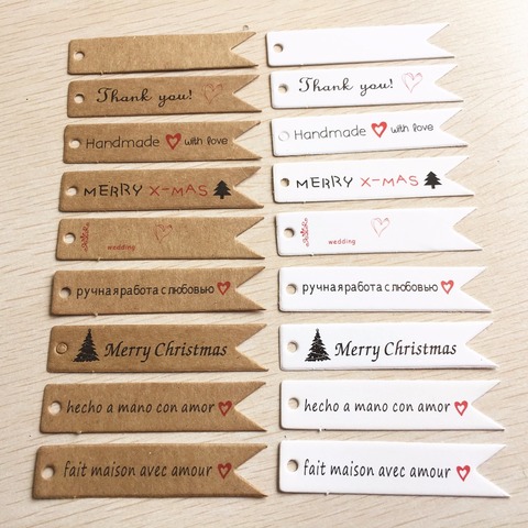 100 PCS 7x1.5cm DIY Kraft Paper Tag Dovetail shapes Label Luggage Wedding Party Note Blank price Hang tag Gift Wrapping Supplies ► Photo 1/6