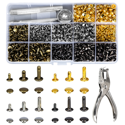 480pcs/set Multi-size Leather Metal Craft Solid Screw Nail Rivet DIY Handcraft Leather Craft Tools for Clothes/Belt/Bags etc ► Photo 1/6