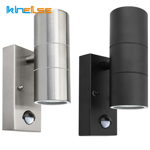 Black PIR Motion Sensor Outdoor Wall Light Khelse Stainless Steel Induction Movement 10W Wall Lamp IP54 Up Down Bracket Lamp ► Photo 1/6