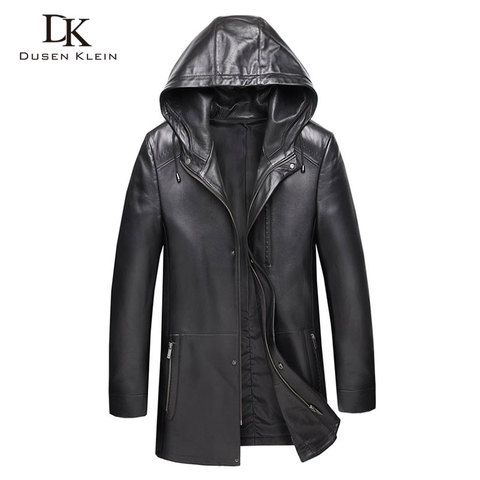 Men Genuine Leather Jacket Hooded Leather Jackets 8XL Big Size Casual Real Sheepskin Jacket 9028 ► Photo 1/6