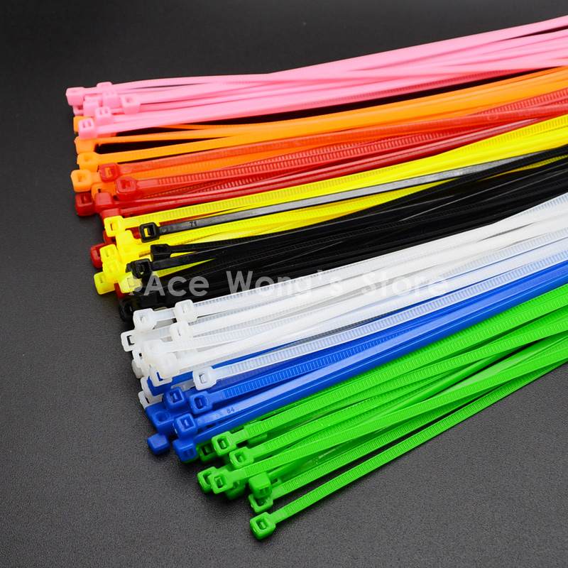 100PCS 2.5*200mm Self-locking Nylon Plastic Cable Ties Zip Tie 200mm 10 Colors 
