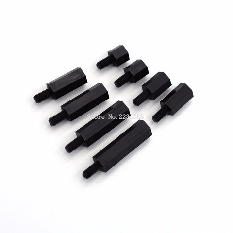 50PCS/LOT Black Plastic Nylon M3 Hex Column Standoff Spacer Screw Stand-off M3 Hex Screw Male M3*5/6/8/10/12/15/18/20mm+6 ► Photo 1/2
