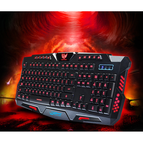 Triple Color Backlit Gaming illuminate Keyboard FIGHTING NATION Gamer Fluctuate Backlight LED USB Wired Russain Layout Version ► Photo 1/6