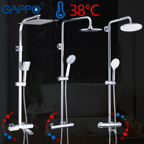 GAPPO thermostatic Shower System shower set rainfall faucet hot and cold black Shower faucet Bathtub thermostatic shower mixer ► Photo 1/6