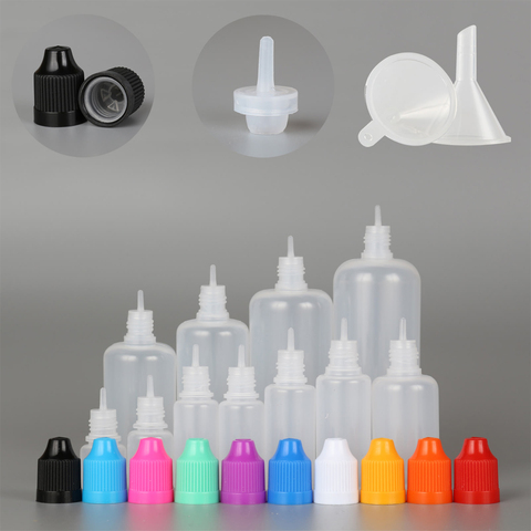 10Pcs 3/5/10/15/20/30/50/100/120ml LDPE Empty Plastic Squeezable Dropper Juice Refillable Eye Liquid Drop Bottles with 1 Funnel ► Photo 1/6