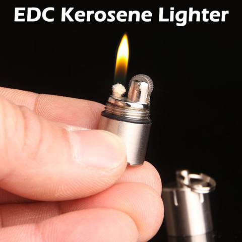 EDC Outdoor Compact Kerosene Lighter Super Mini Key Chain Capsule Gasoline Lighter Inflated Keychain Petrol Lighter Dropshipping ► Photo 1/6