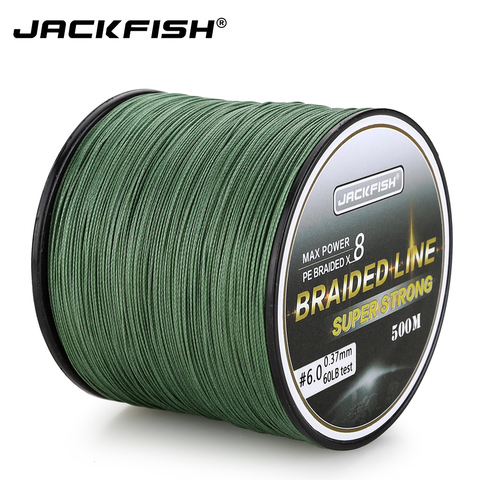 JACKFISH  500M 8 strand Smoother PE Braided Fishing Line 10-80LB Multifilament Fishing Line Carp Fishing Saltwater with gift ► Photo 1/6