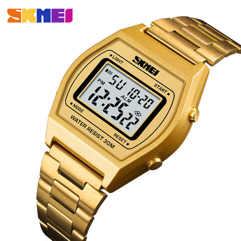 SKMEI Men Fashion Watch Outdoor Sport Luxury Digital Wristwatch Alloy Strap Business Watches 12/24 hours Relogio Masculino 1328 ► Photo 1/6