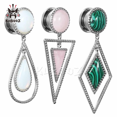 KUBOOZ Dangle Ear Gauges Piercing Ring Plug Expander Tunnel Plug Screw Steel Studs Stretchers Fashion Body Piercing Jewelry Gift ► Photo 1/6