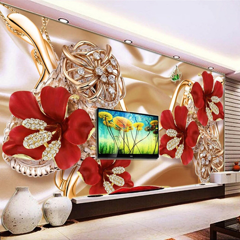 Custom Photo Wall Paper Mural 3D Jewelry Flowers Living Room Sofa TV Background Wall Murals Wallpaper Home Decor Papel De Parede ► Photo 1/6
