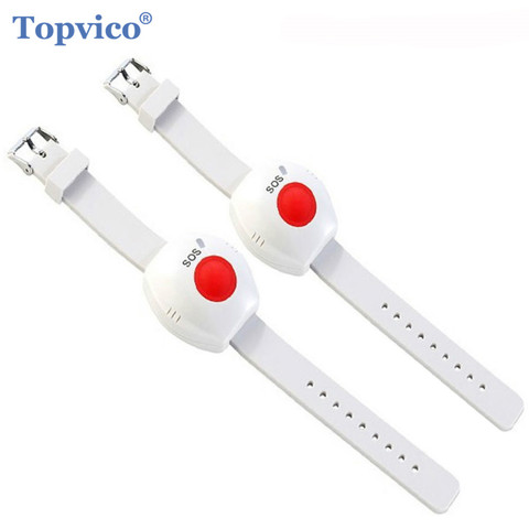 Topvico 2pcs Panic Button RF 433mhz SOS Emergency Button Elderly Alarm Watch Bracelet Old People GSM Home Security Alarm System ► Photo 1/1