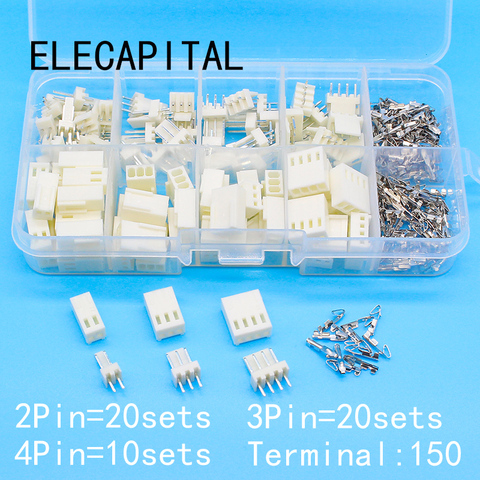 KF2510 Kits 50 sets Kit in box 2p 3p 4 pin 2.54mm Pitch Terminal / Housing / Pin Header Connectors Adaptor ► Photo 1/6