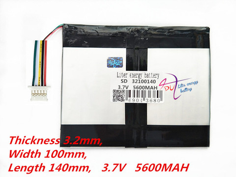 5 thread Tablet PC battery capacity 32100140 3.7V 5600MAH Universal Li-ion battery for tablet pc 9 inch 10 inch 11 inch ► Photo 1/1