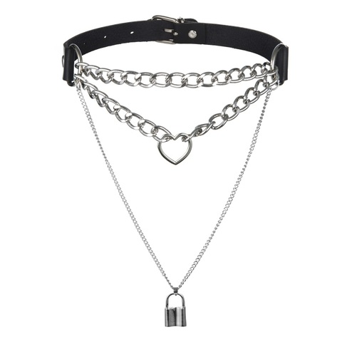 Leather Necklace Goth Chains Punk Necklace Chain Padlock Goth Women Punk  Chain Necklace Gothic Goth Choker Goth Necklace for Women Punk Collar  Necklace Lock Necklace Punk Choker Necklace Rock Punk Goth Accessories