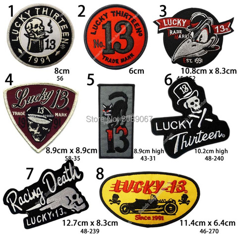 LUCKY THIRTEEN 13 MOTO SUICIDE MOTORCYCLE JACKET PUNK ROCKABILLY HOT ROD Chopper MC Embroidered Biker Vest Patch IRON ON Badge ► Photo 1/1