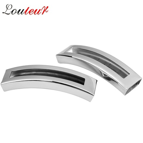 LOULEUR 5pcs/lot Stainless Steel Curved Tube Beads Connectors Fit Flat Leather Cord Spacer Tubes Bead Bracelet Jewelry Making ► Photo 1/6