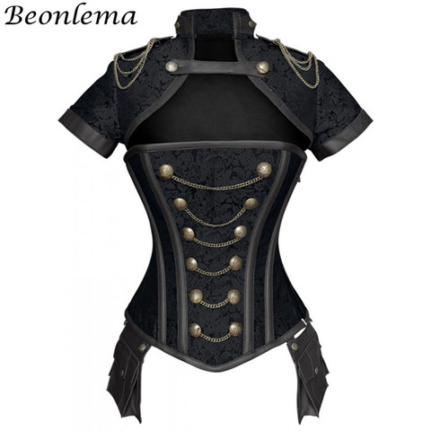 Beonlema Black Red Corsets Steampunk Women Sexy Goth Clothing