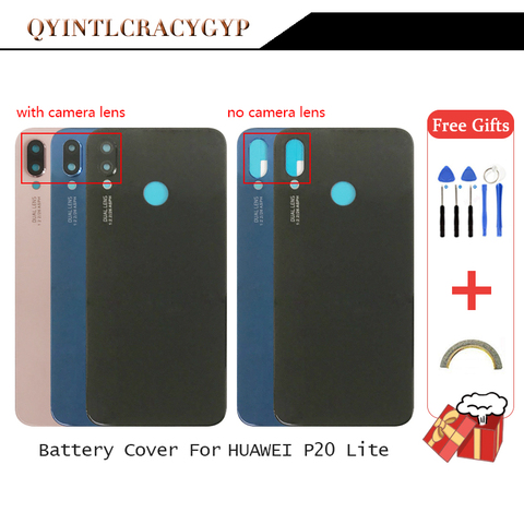 Glass Rear Housing Cover For HUAWEI P20 Lite Back Door Replcement Battery Case Adhesive Sticker Glass Battery Cover ► Photo 1/1