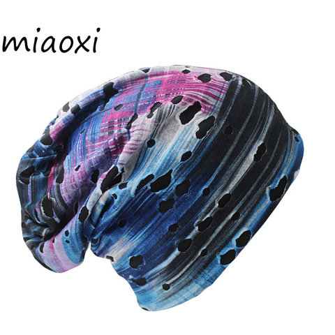 miaoxi New Arrival Fashion 6 Colors Knit Winter Hole Men Skullies Beanies Unisex Hip-Hop Solid Warm Hat For Women Touca Caps ► Photo 1/6