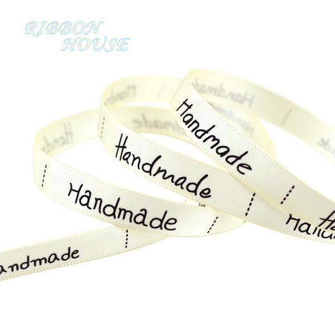 (25 yards/lot) 10mm White printed Handmade ribbon colored romantic gift wrap ribbons ► Photo 1/6