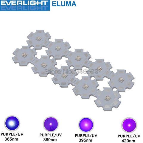 10pcs 3W 365nm 380nm 395nm 420nm UV Ultraviolet 3535 Everlight Eluma High Power LED Light Emitter Diode on 8/12/14/16/20mm PCB ► Photo 1/6