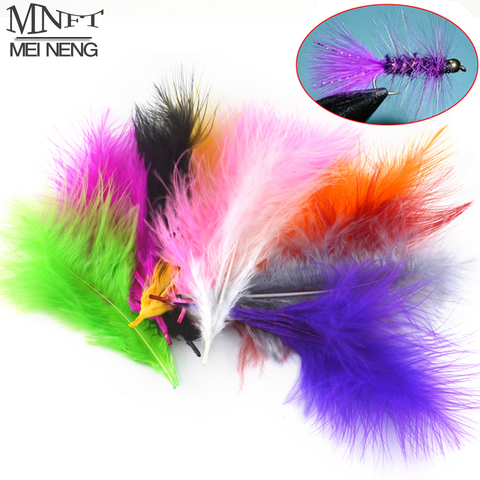 MNFT 50pcs Multiple Color Turkey Marabou Bugger Feather For Fly Tying Material Lure Bait Making White Purple Pink Black Grey Etc ► Photo 1/6