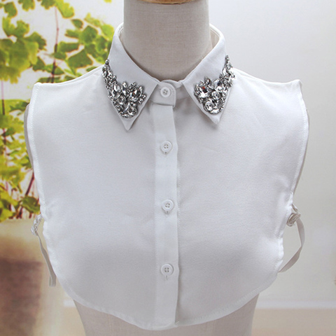 Solid Shirt Fake Collar White Black Blouse Accessories female decorative Embroidered shirt White cotton shirt fake collar decor ► Photo 1/6