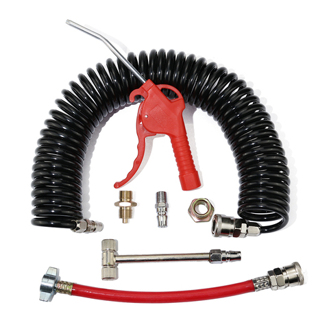 Heavy Duty Truck Air Duster Blow Gun Cleaning with 9 Meter Long Coil and 2 interchangeable nozzle tips- Air Tank Blow Gun Kit ► Photo 1/6