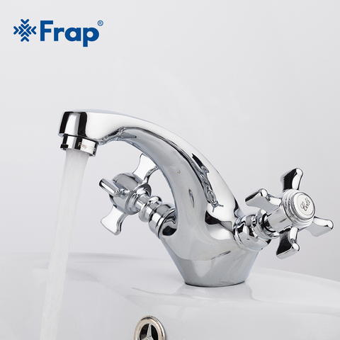 Frap Silver Brass bathroom fixtures Basin Faucet Dual handle hot and cold water tap mixer for bath room torneira grifo F1024 ► Photo 1/6