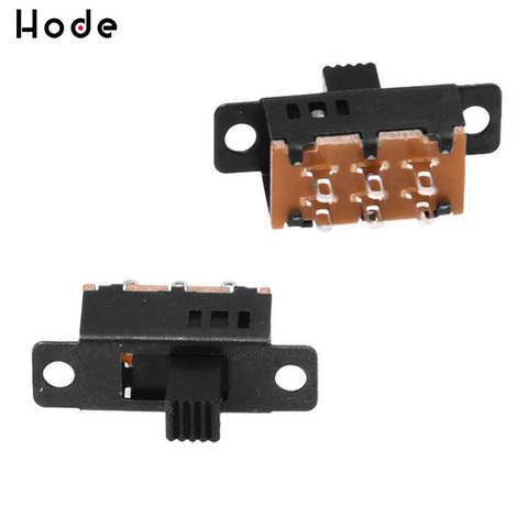 10PCS Toggle Switch 3 Position 6 Pins With Fixed Hole Handle High 6mm DPDT 2P2T Panel Mount Slide Switch SS-23D32G6 ► Photo 1/2
