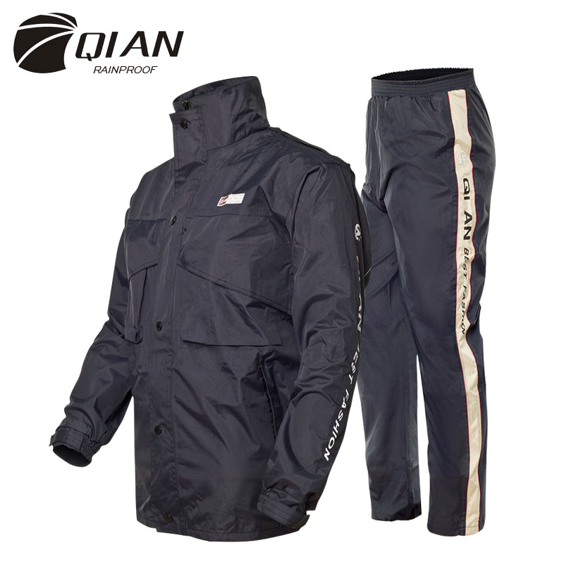 QIAN Pockets Rain Pants Women/Men Coat Outdoor Thicker Waterproof