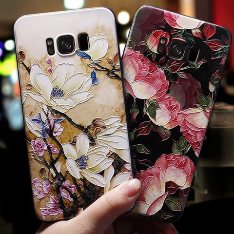 3D Relief Flower Case For Samsung Galaxy A50 A51 A71 A40 A70 A7 A5 A9 2022 2017 S20 S10 S8 S9 S6 S7 Edge Plus Case Silicone TPU ► Photo 1/6