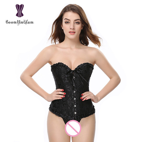 Wholesale everyday pleated corselet overbust women's slimming body shapewear lace up boned corset bustier plus size 810# ► Photo 1/6