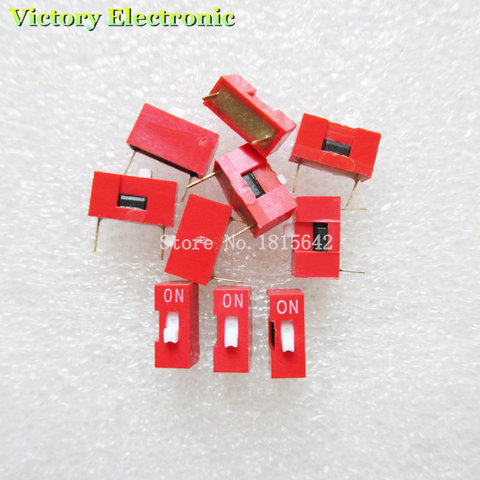 10PCS/LOT Slide Type Switch Module 1-Bit 2.54mm 1 Position Way DIP Red Pitch NEW ► Photo 1/1