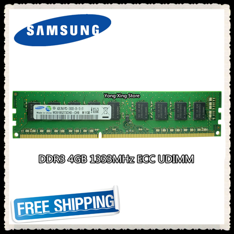 Samsung DDR3 4GB server memory 1333MHz Pure ECC UDIMM  workstation RAM 2RX8  PC3-10600E 10600 Unbuffered ► Photo 1/3
