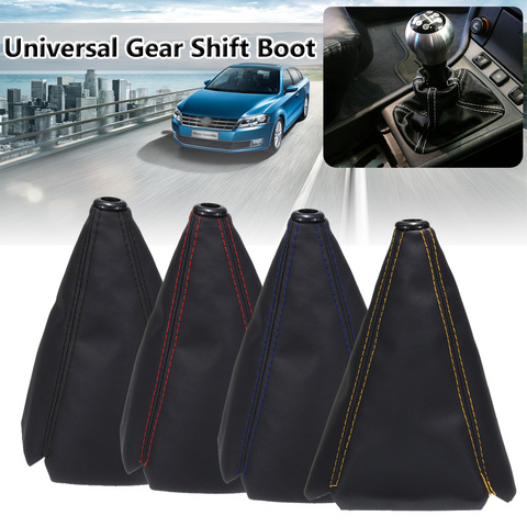 16mm Universal PU Leather Car Auto Gear Shift Collars Carbon Fiber Car Manual Shifter Gear Shift Boot Cover Gaiter ► Photo 1/6