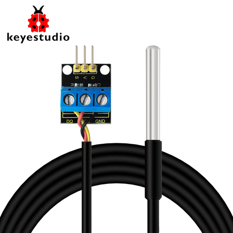 Keyestudio DS18B20 датчик температуры  Waterproof /Stainless steel Temperature Sensor With Module(Black and ► Photo 1/6
