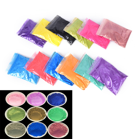 12 Colors 50g/Pack Healthy Natural Mineral Mica Powder DIY For Soap Dye Soap Colorant Makeup Eyeshadow DIY Soap Powder ► Photo 1/1