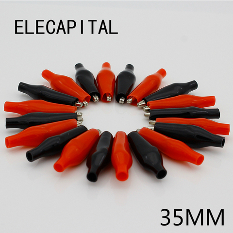 20pcs/lot 35MM Metal Alligator Clip G99 Crocodile Electrical Clamp for Testing Probe Meter Black and Red with Plastic Boot ► Photo 1/6
