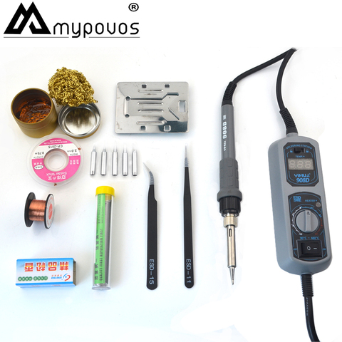 YIHUA 908D Adjustable thermostat Electric soldering iron set Welding repair tools kit set 220V +5tips+tweezers+Solder ► Photo 1/6