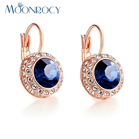 MOONROCY Free Shipping Fashion Cubic Zirconia Earrings Rose Gold Color Silver Color Austrian Crystal Earring for Women Girl Gift ► Photo 1/6