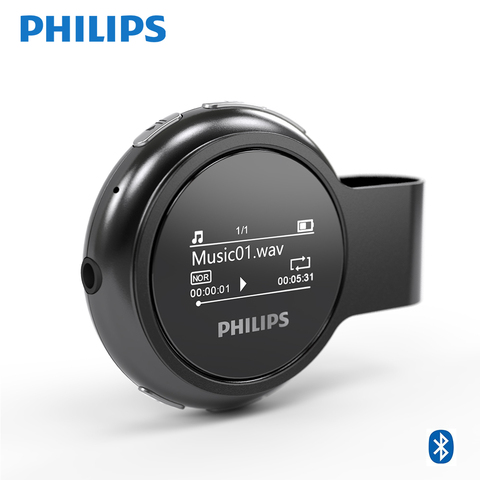 Philips Original Digital Bluetooth MP3 Player for Kids USB FM Radio 8GB Lossless Wireless With Pedometer Metal Clip ► Photo 1/6
