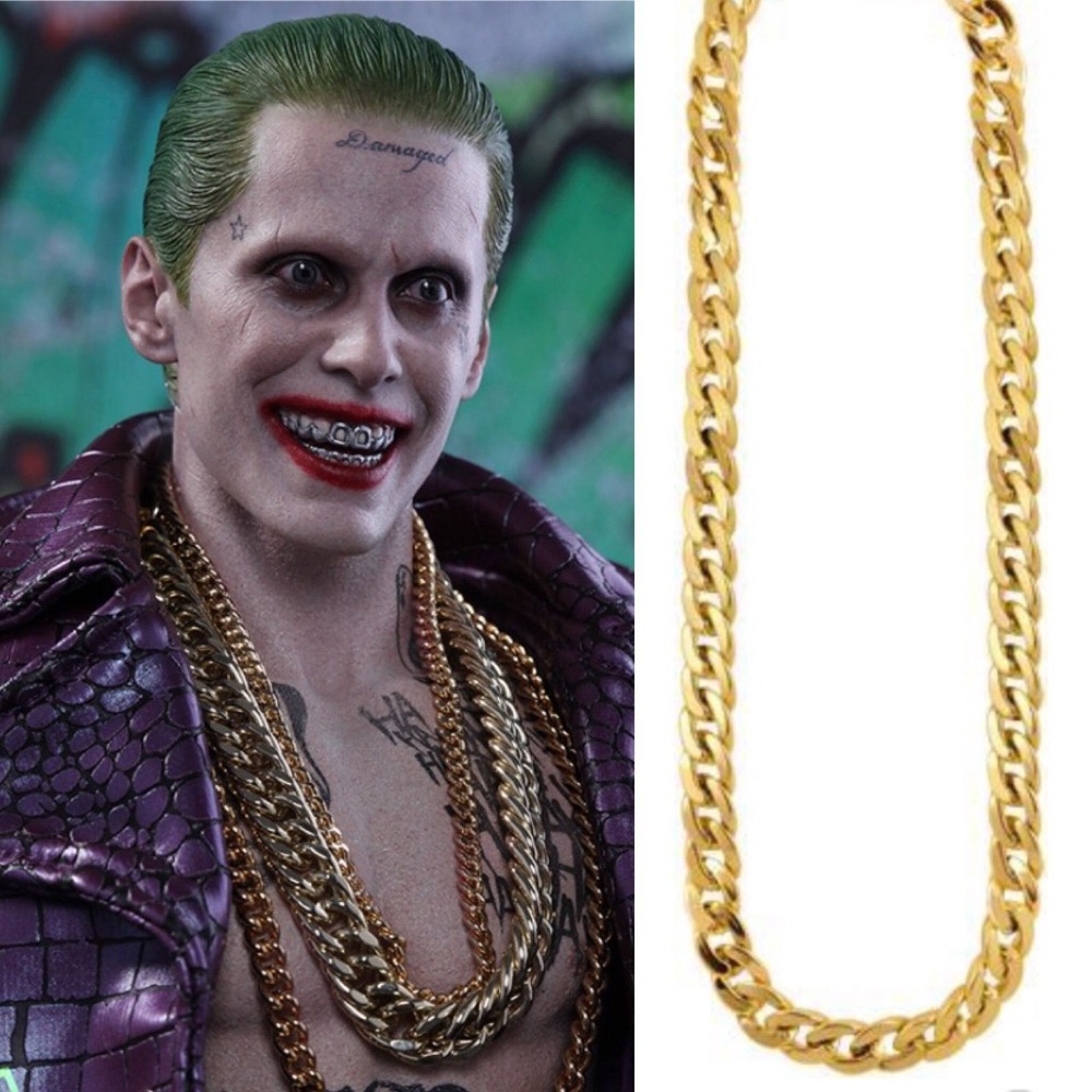 Joker Suicide Squad Gold Chunky Necklace Chain Cosplay Accessory