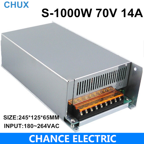 1000W 70V adjustable 14A Single Output Switching power supply AC to DC 110V or 220V ► Photo 1/1