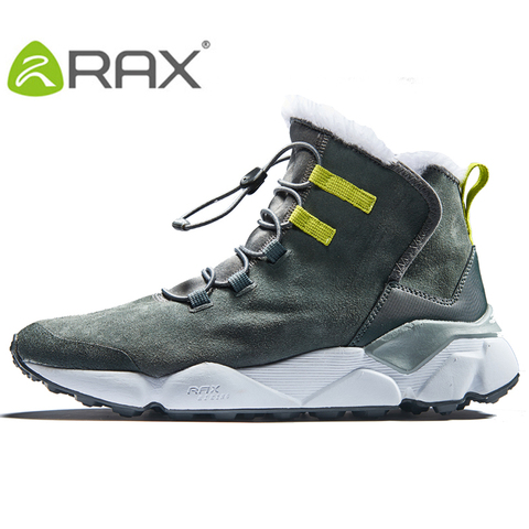 RAX Mens Geunine Leather Hiking Shoes For Men Fleece Snow Boots Warm Trekking Walking Shoes Hiking Boots Men Sneakers Boots ► Photo 1/6