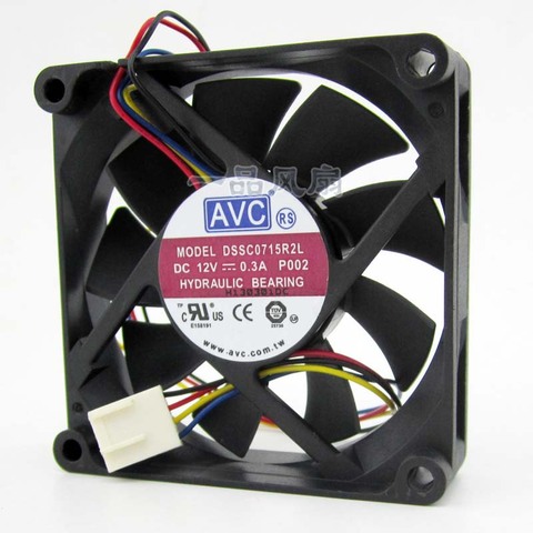Free Shipping For AVC DSSC0715R2L, P002 DC 12V 0.3A 4-wire 4-pin connector 100mm 70x70x15mm Server Square Cooling fan ► Photo 1/2