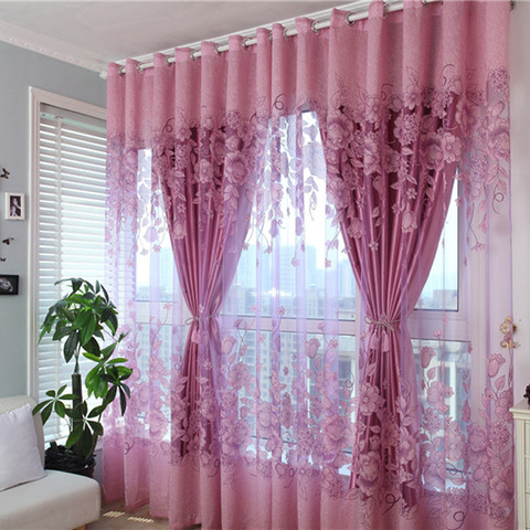 Double layer Luxury Window Curtains Set for Living Room European Royal Curtains for the Bedroom (1 PC Curtain and 1 PC voile) ► Photo 1/2